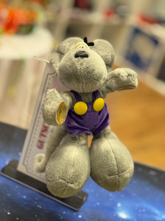 Diddl Maus Grau mit Lila Latzhose und Saugnäpfen